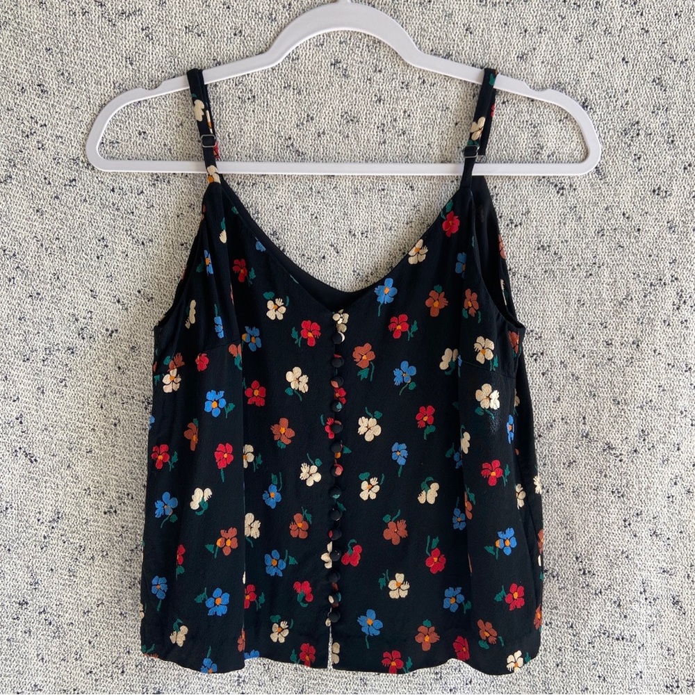 Madewell Women’s Black Floral Crop Tank Top